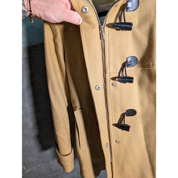 Michael Kors Women’s Tan Brown Wool Peacoat Toggle Zip Up Hooded Coat Women's Si - Picture 4 of 6